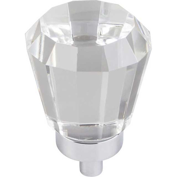 1" Harlow Glass Tapered Knob - Polished Chrome