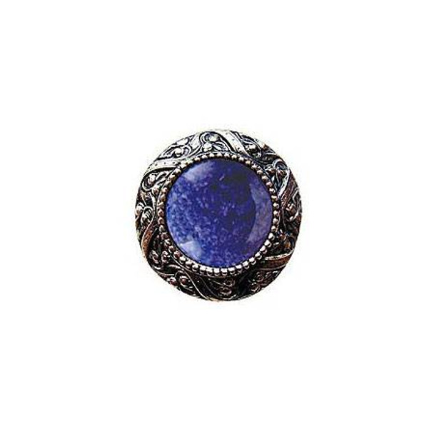 1-5/16" Dia. Victorian Jewel / Blue Sodalite Knob - Brite Nickel