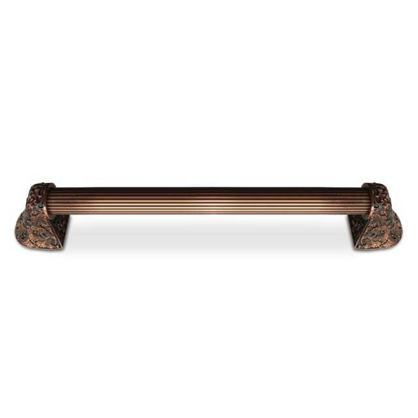 8" CTC Florid Leaves / Fluted Bar Pull - Antique Copper