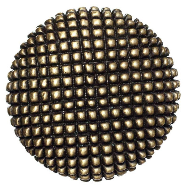 1-3/8" Dia. Textured Caviar Round Knob - Antique Brass