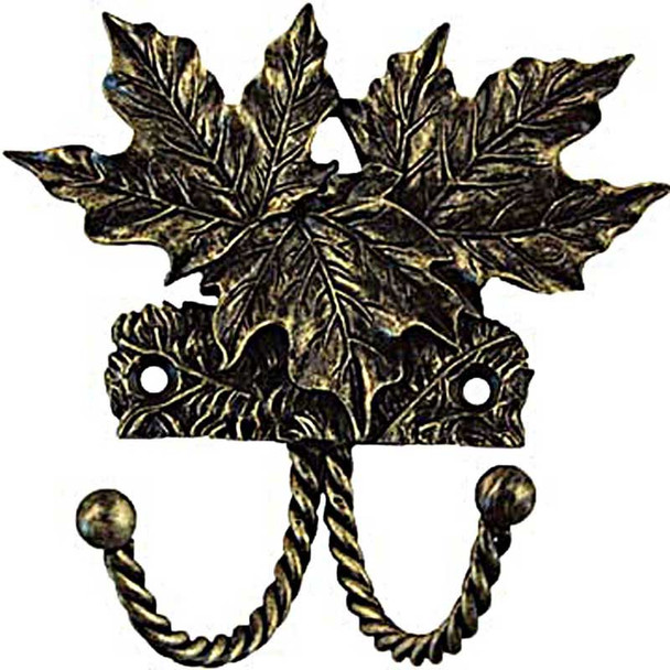 3-3/4" Maple Leaf Decorative Hook - Bronzed Black