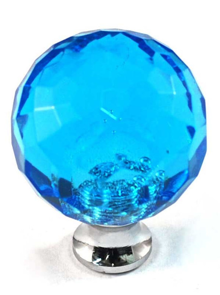 1-3/16" Dia. Round Aqua Crystal Knob