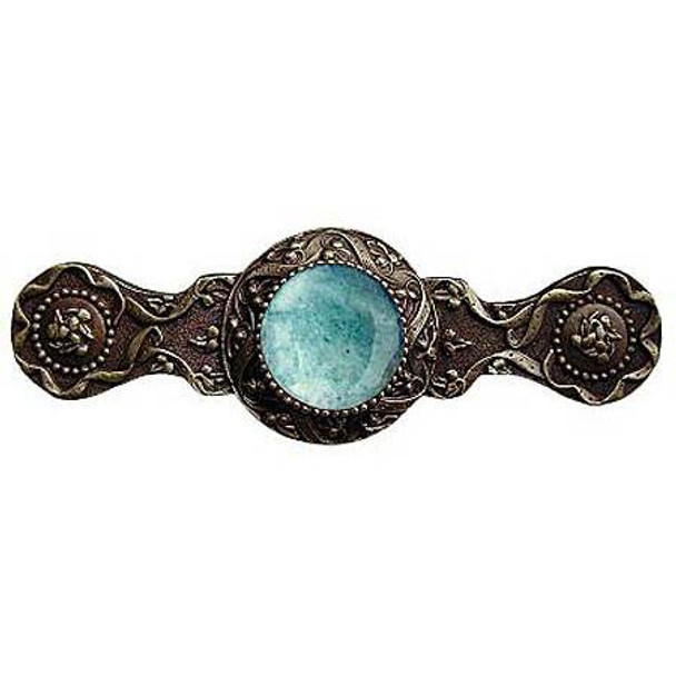 3" CTC Victorian Jewel / Green Aventurine Pull - Antique Brass