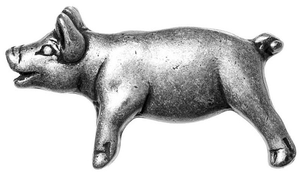 2-1/4" Left Facing Pig Knob - Pewter