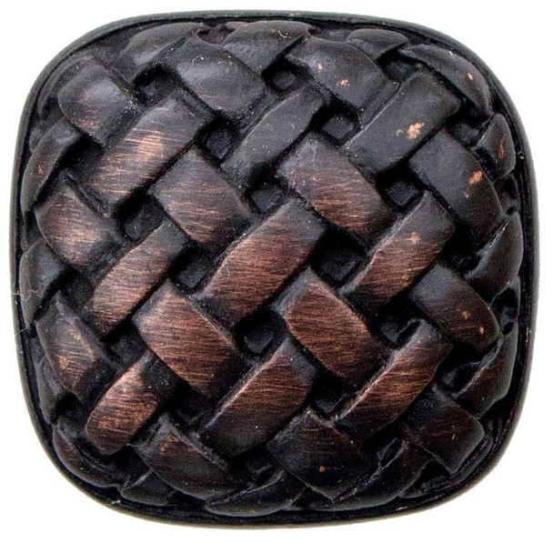 1-1/4" Square Basket Weave Knob Knob - Oil Rubbed Bronze