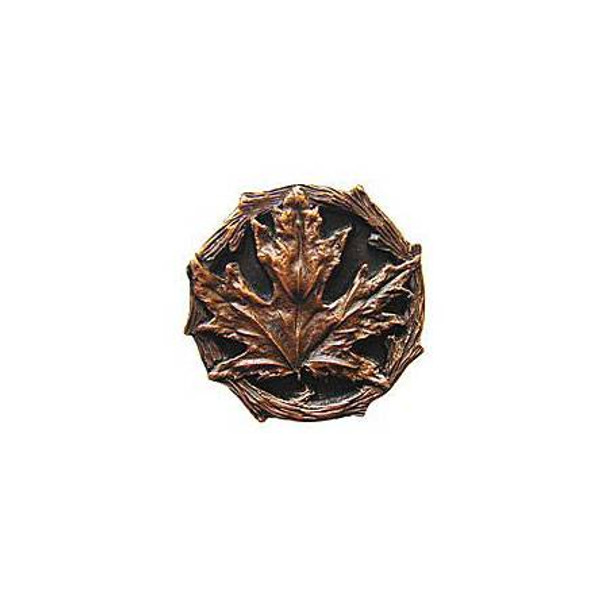 1-1/4" Dia. Maple Leaf Knob - Antique Copper