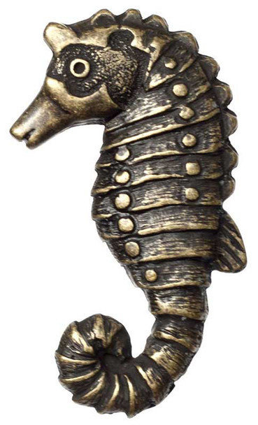 2-1/2" Sea Horse Knob - Antique Brass