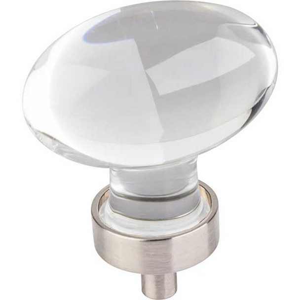 1-5/8" Harlow Glass Oval Knob - Satin Nickel