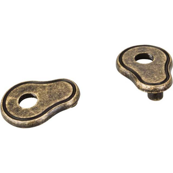 3" - 96mm Transition Pear Shaped Pull Escutcheon - Distressed Antique Brass