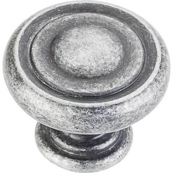 1-1/4" Dia. Bremen Round Button Knob - Distressed Antique Silver