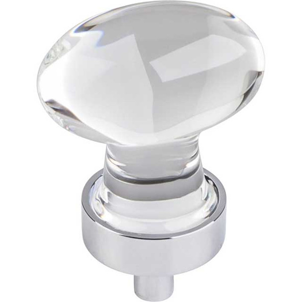 1-1/4" Harlow Glass Oval Knob - Polished Chrome