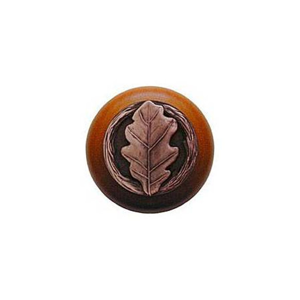 1-1/2" Dia. Oak Leaf / Cherry Knob - Antique Copper