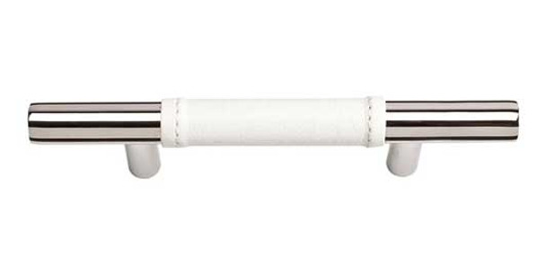 3" CTC Zanzibar White Leather Pull - Polished Chrome