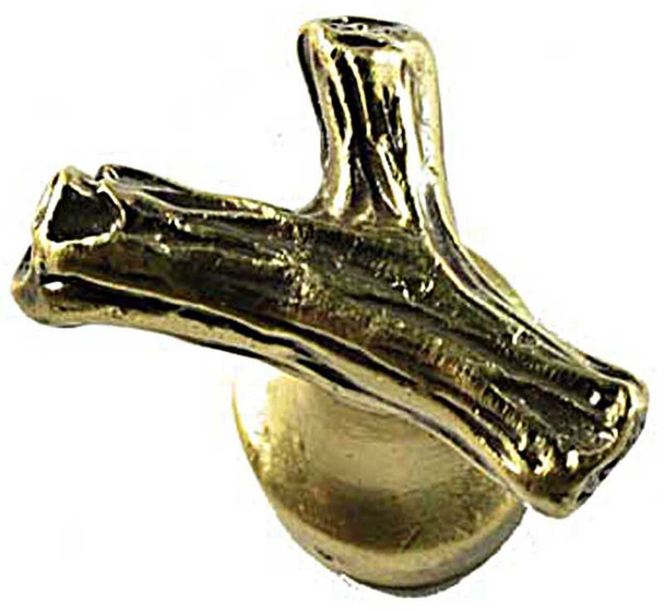 1-1/2" Forked Branch Knob - Antique Brass