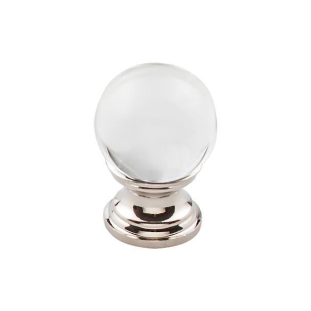 1" Dia. Clarity Clear Glass Round Knob - Polished Nickel