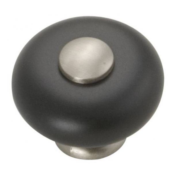 1-1/4" Dia. Tranquility Cabinet Knob - Satin Nickel With Black