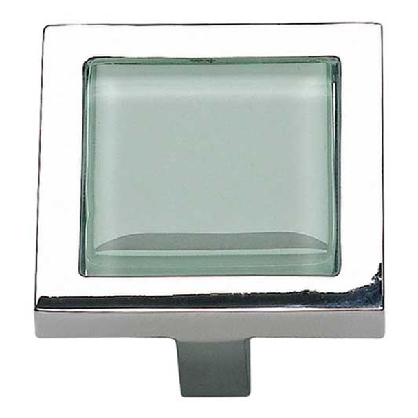 1-3/8" Square Green Spa Knob - Polished Chrome