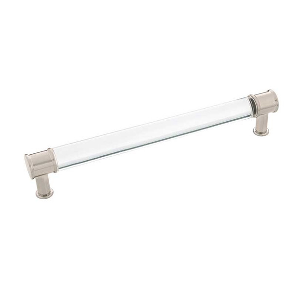 192mm CTC Midway Bar Pull - Crysacrylic with Satin Nickel