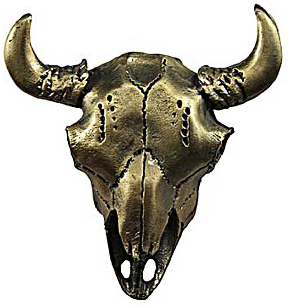 2-3/4" Buffalo Skull Knob - Antique Brass
