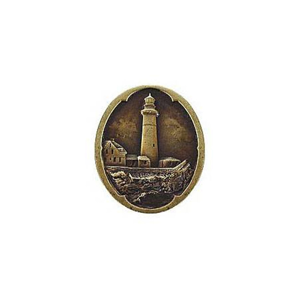 1-1/2" Oval Guiding Lighthouse Knob - Antique Brass