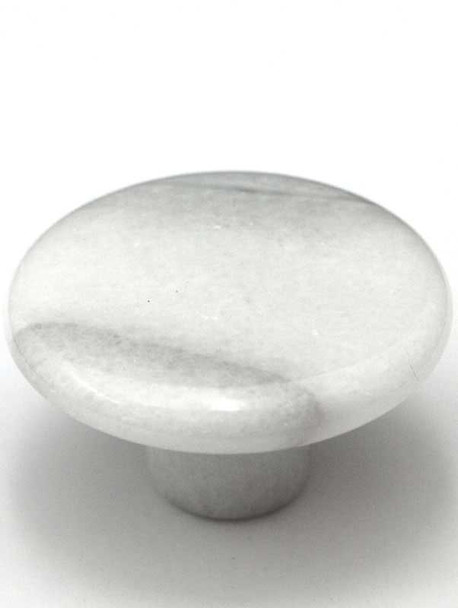 1-3/4" Dia. Flat Round Marble Cabinet Knob - White