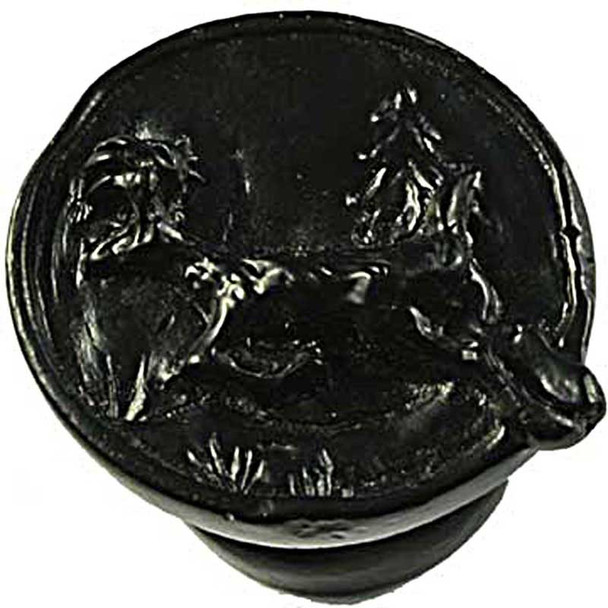 1-1/2" Dia. Round Deer Knob - Black