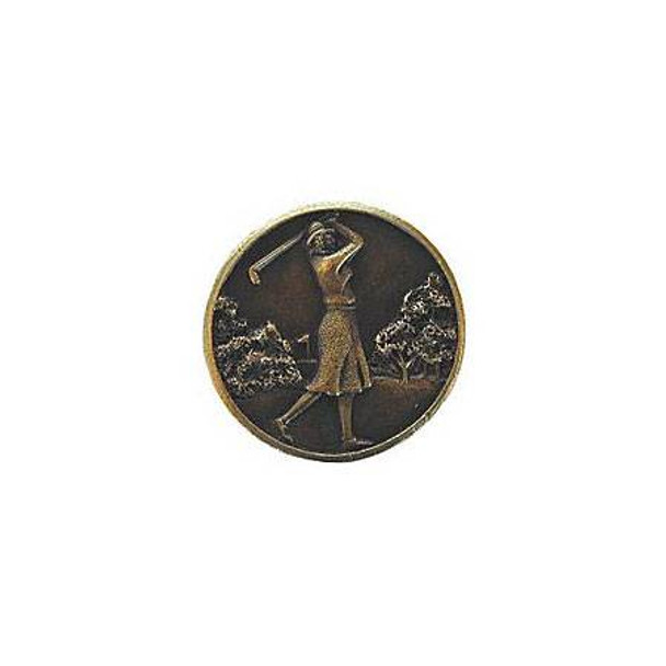 1-1/8" Dia. Lady of the Links Knob - Antique Brass