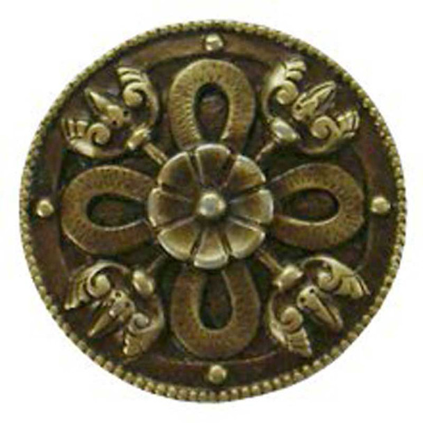 1-1/8" Dia. Celtic Shield Knob - Antique Brass
