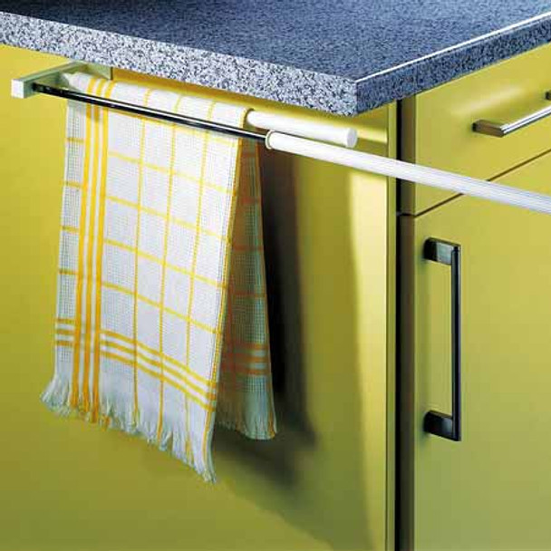 White Pull-Out and Swivel Towel Rack