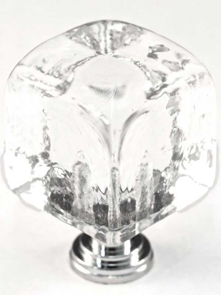 1-1/4" Square Large Clear Glass Cube Knob