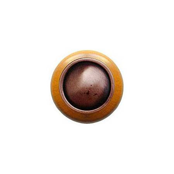 1-1/2" Dia. Plain Dome / Maple Knob - Antique Copper