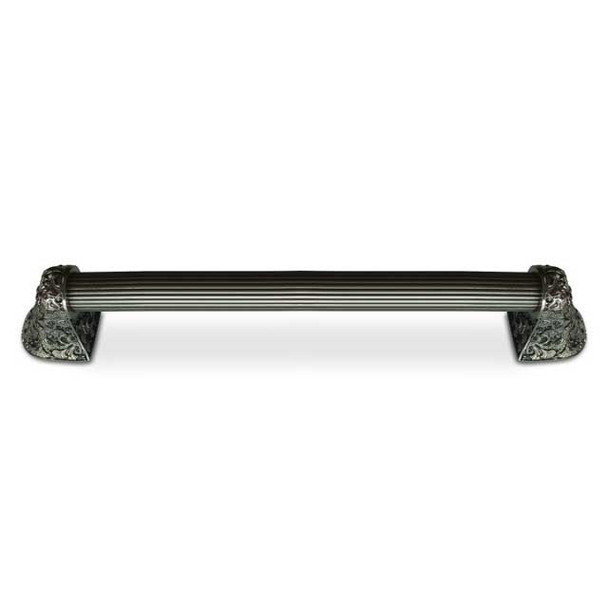 12" CTC Florid Leaves / Fluted Bar Pull - Satin Nickel