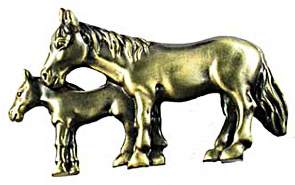 2" CTC Mare and Foal Pull - Antique Brass