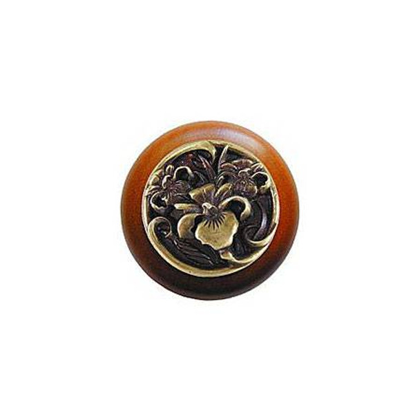 1-1/2" Dia. River Iris / Cherry Knob - Antique Brass