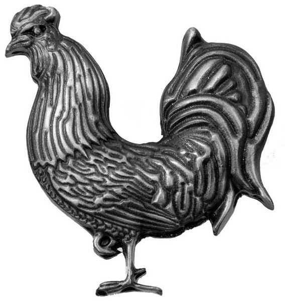 2" Rooster Left Facing Knob - Pewter