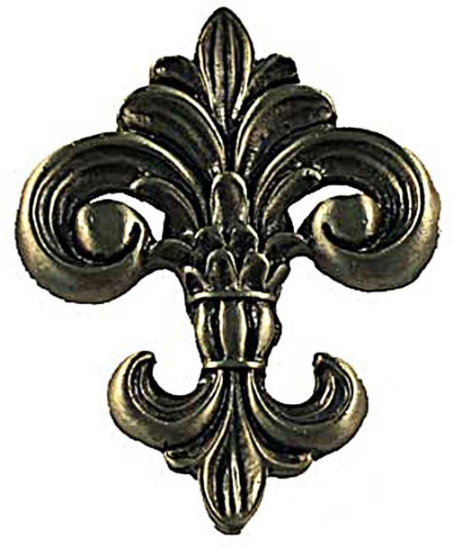 1-5/8" Fleur De Lis Knob - Antique Brass