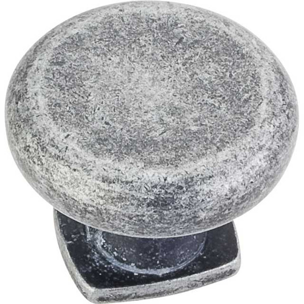 1-3/8" Dia. Belcastel Flat Bottom Knob - Distressed Antique Silver