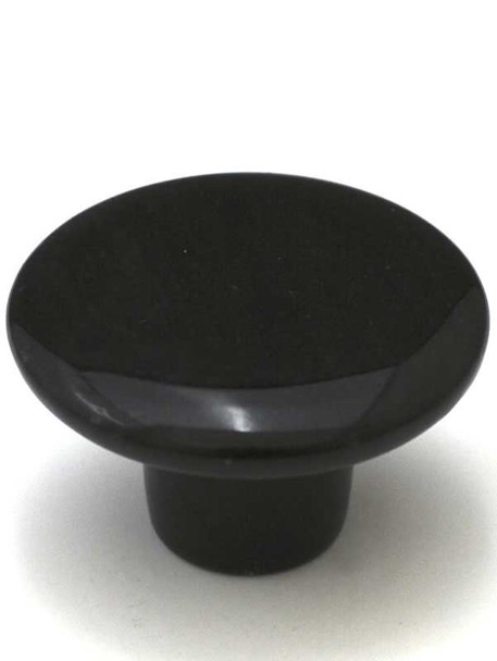 1-1/2" Dia. Flat Round Marble Cabinet Knob - Black