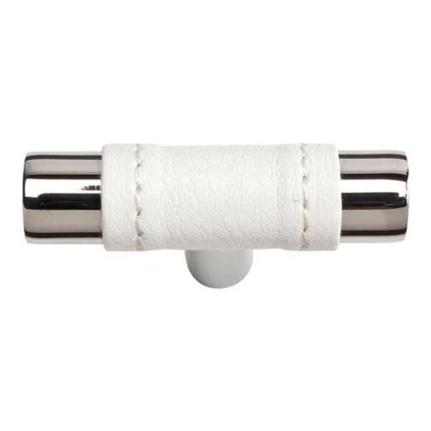 48mm Zanzibar White Leather Knob - Polished Chrome