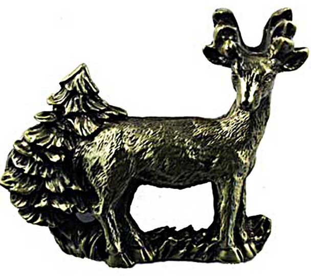 2" CTC Standing Deer Pull - Antique Brass