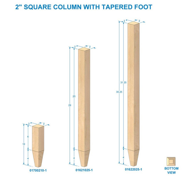 2 Square Posts 35-1/4