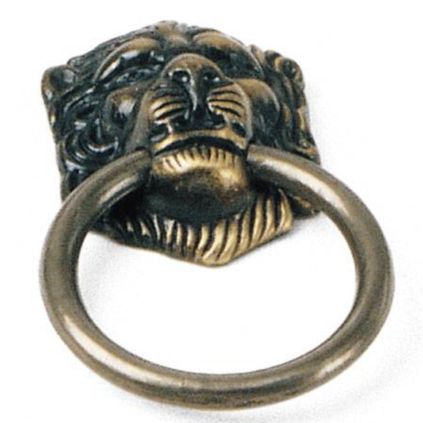 Classic Traditions Lion Head Ring Pull - Antique Brass