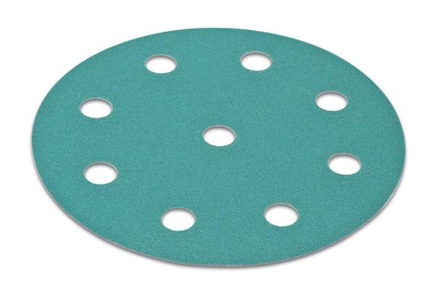 H&L disc, 5", 9 holes, aluminum oxide, 80 grit, filmbac, 100 per package