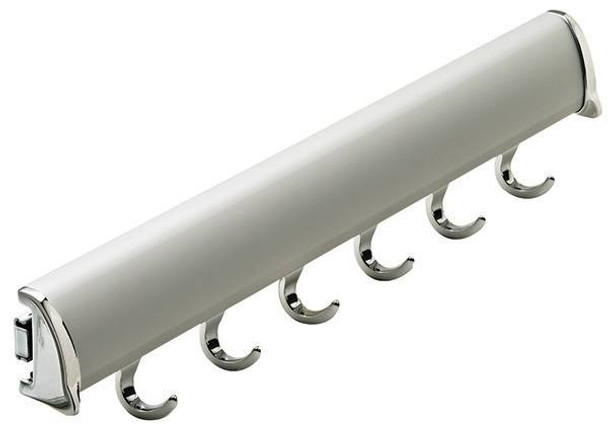 Synergy Elite Belt Rack, with full extension slide, aluminum with zinc hooks, matt aluminum with chrome, 17 7/8" length