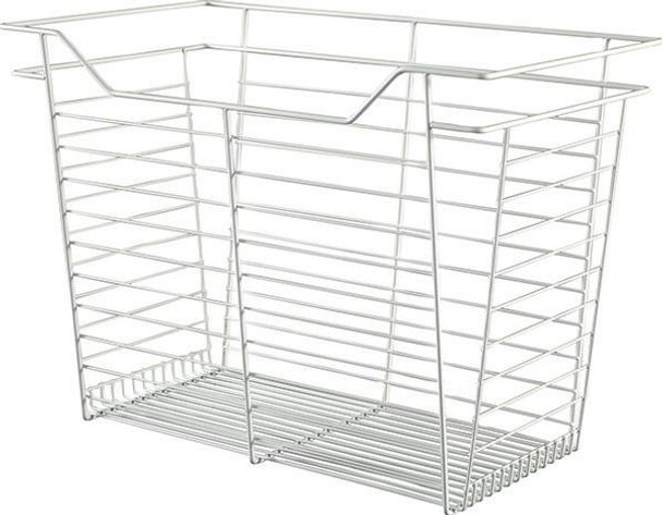 Closet Basket, steel, white, 14" depth x 23" width x 17" height, with white 14" slides