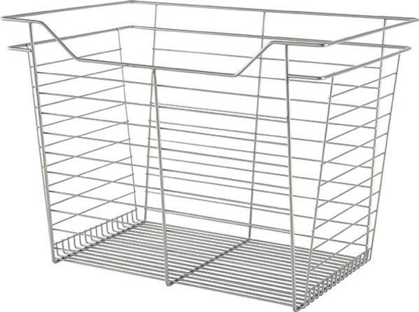 Closet Basket, steel, matt nickel, 16" depth x 23" width x 17" height, with nickel plated 16" slides