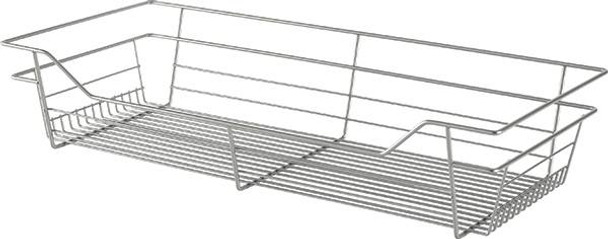 Closet Basket, steel, matt nickel, 14" depth x 29" width x 6" height, with nickle plated 14" slides