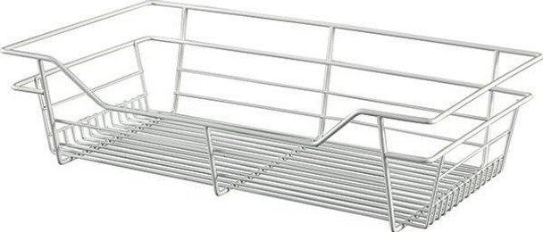 Closet Basket, steel, white, 14" depth x 23" width x 6" height, with white 14" slides