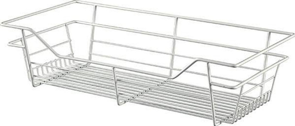 Closet Basket, steel, white, 12" depth x 23" width x 6" height, with white 12" slides