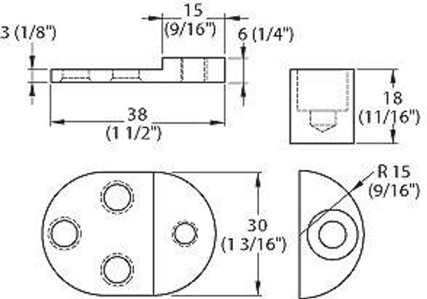 Pivot Glass Hinge, GL/WD, 30mm